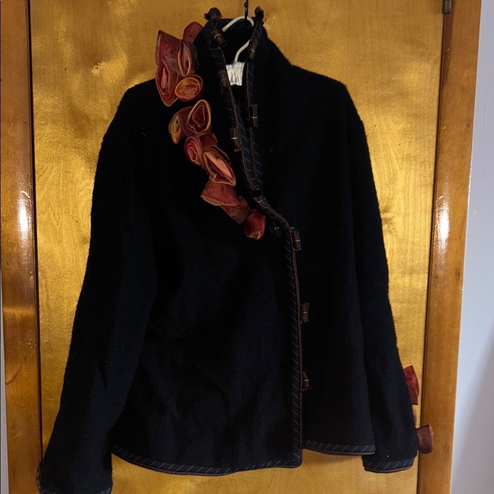 Black Jacket with floral Accents
